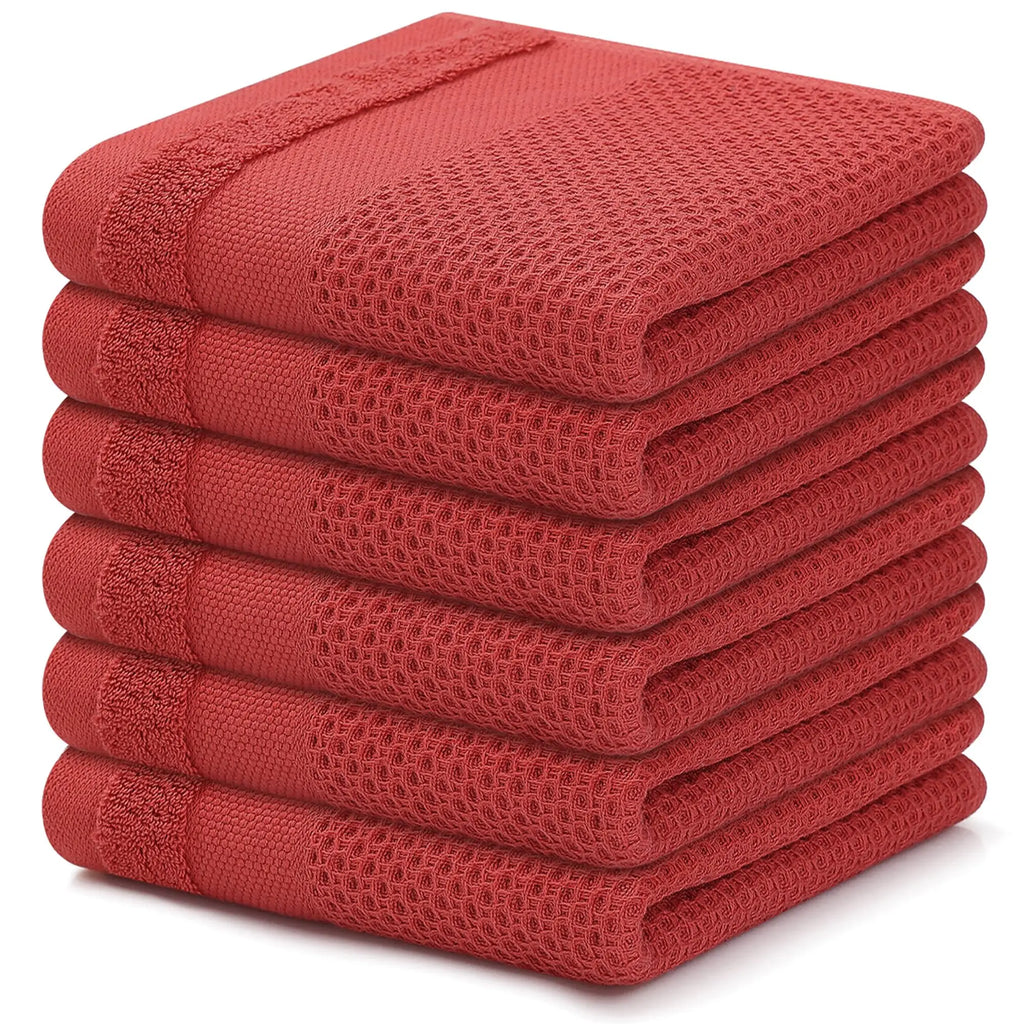 Olanly Kitchen Cotton Towels Honeycomb Breathable 100% Cotton Dish Cloths Reusable Absorbent Household Washable Cleaning Cloths